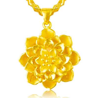 金地珠寶足金錦繡花藏黃金吊墜 美麗花嫁的璀璨守護(hù)